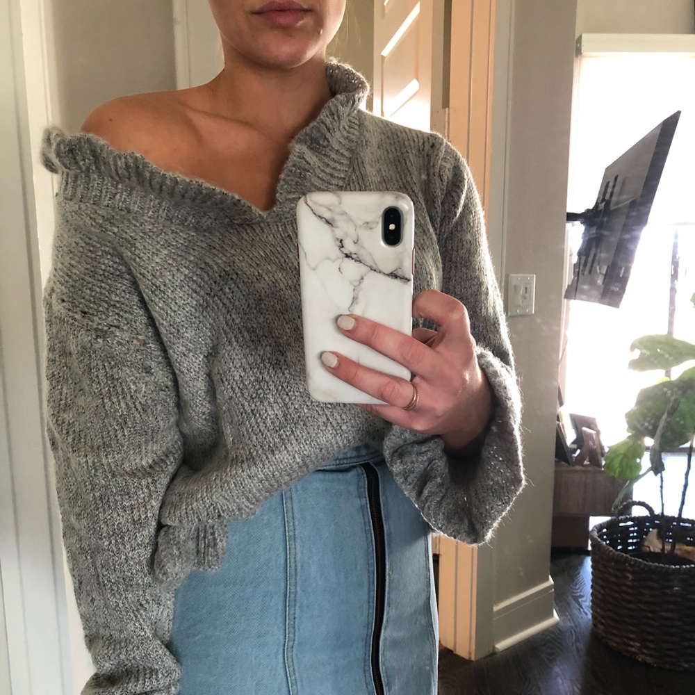 Chicwish gray ruffle sweater